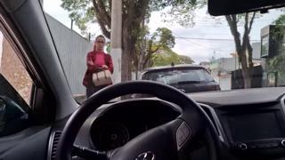 Street handjob with student in public!