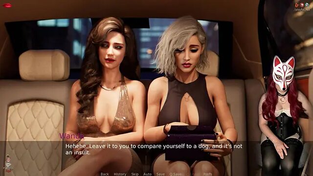 Playful fox gamer girl seduces in visual novel style