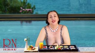 Regina Noir Poolside boob tease Outdoor nudist hotel