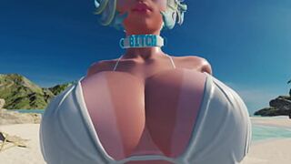 Slutty胸部盛宴 - 沙滩情趣