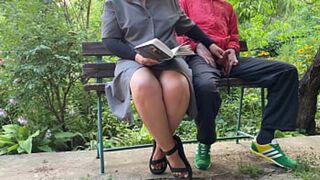 Juicy old mom sucks outdoor cock🌭 to orgasmic bliss, raw and messy