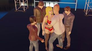 Group grope session ensues as concert attendees ravage Lulu's lingerie-clad body