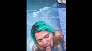 Blowjobs in a public pool, exhibitionist orgy