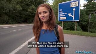 Redhead HITCHHIKES for SOME PUBLIC AGENT ACTION with MY BIG DICK🌭