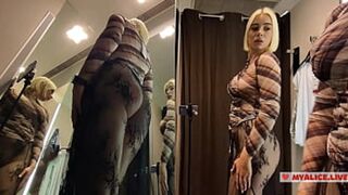 Blonde Busty Haul Sees Thru Clothes, Up Skirt Pussy✌ Tease
