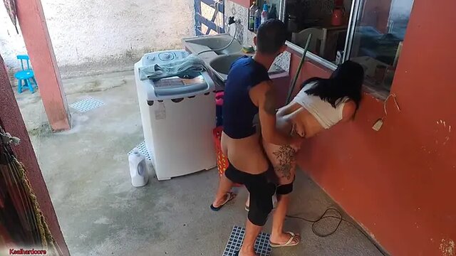 Latina housewife moans while blowing and sucking large dick