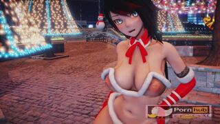3D Cartoon Milf RubyRose Wears Bikini Santa Suit for Dirty Fun