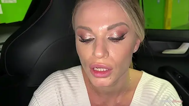 Blonde Milf Sucks Deep in Public