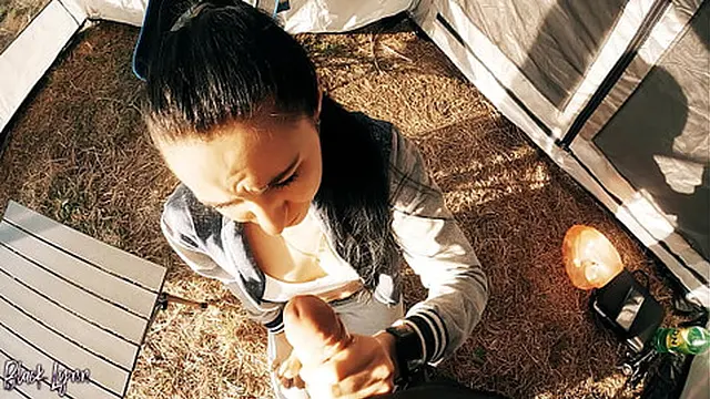 Sneaky traveler gets throat job for assistance