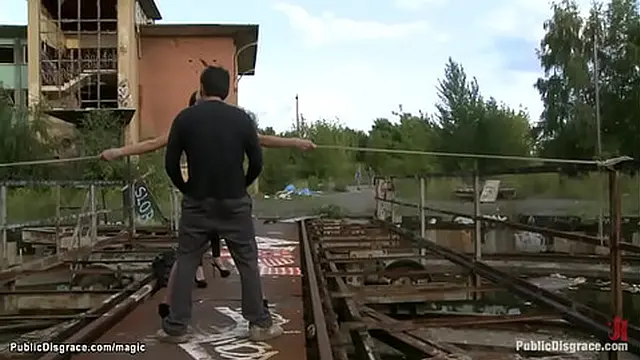 Blonde harshly sodomized in public