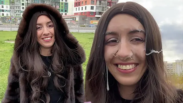 Katty West: Fur Coat Flirtation Leads to Facial Cum