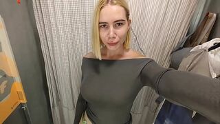 Hidden Camera: Busty Blonde Tests Out Naughty😈 Outfits