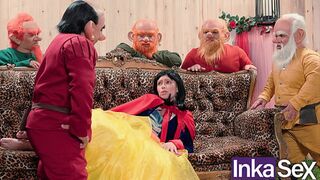 Snow White wanders in the woods, sexually explored by the 7 dwarfs