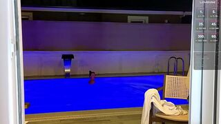 Naked swim in the chilly pool really turned me on