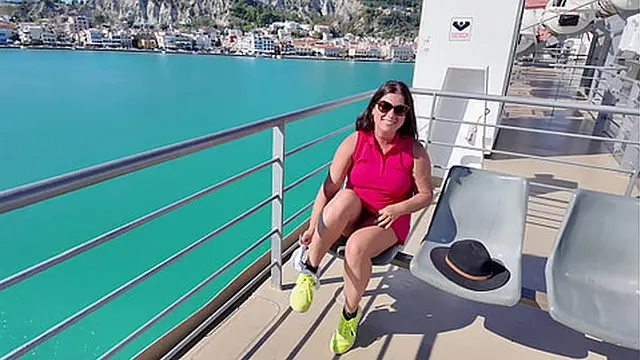 milf shows off in public with boyfriend &mdash;  reminisces on their holiday