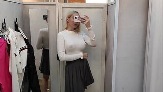 Fitting Room Show – Sheer Fabric, No Panties, Big Curves