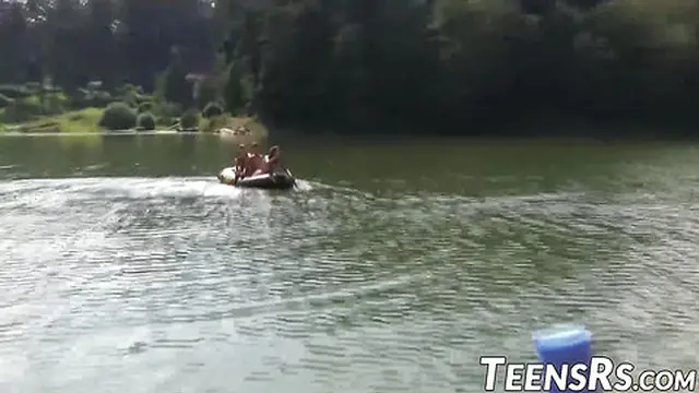 Hot teens enjoy playful fun in the pool together