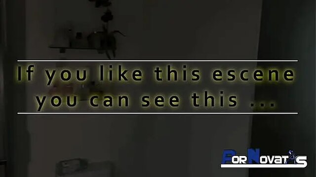 Busty cleaning lady surprises guy while he jerks off