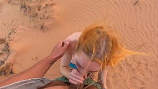POV: She Gives Him a Blowjob on a Walk through the Desert