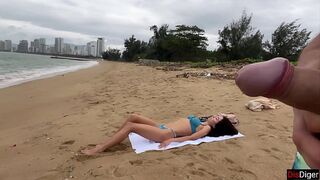 Babe Can I Cum On Your Tits? - Public Cock Flashing On The Beach