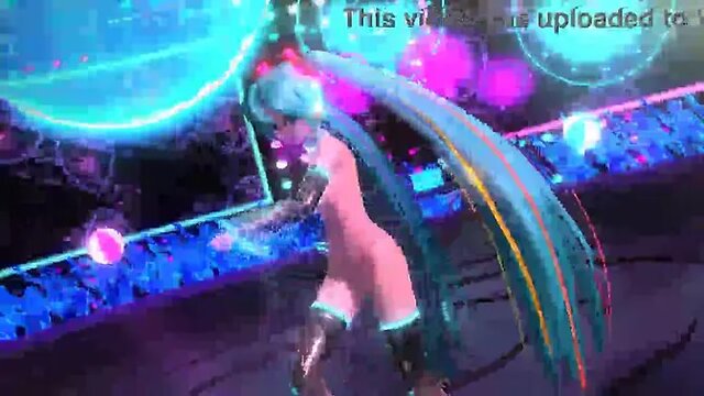 Nude dance by Vocaloid girl Miku with big tits