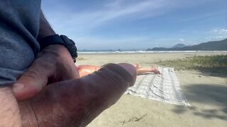 Wife in thong showing her ass on the beach