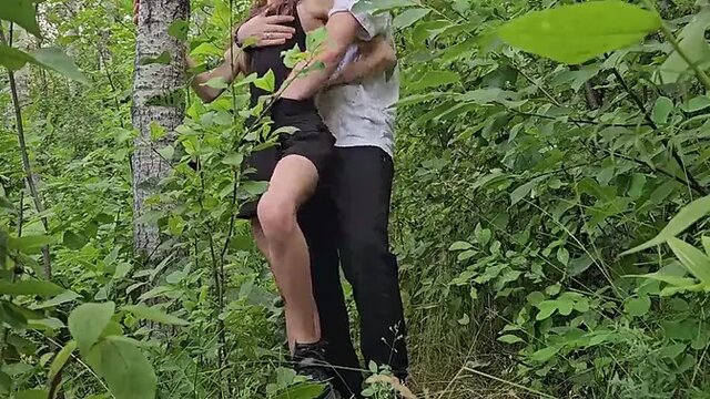 Slim student gets banged in the forest after a long walk