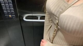 Public sex in the elevator after the party with my friend. We get caught!