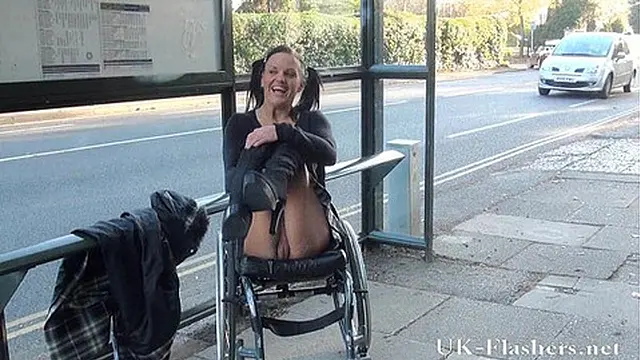 Paraprincess exposes herself in public while disabled pornstar flashes