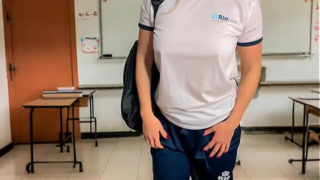 Latina teacher fired for deepthroat blowjob and anal with student in classroom