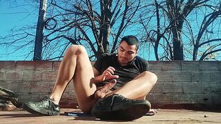 Muscular man outdoor Muscular man —  Big penis masturbation until cum
