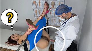 Doctor explores patient's intimate area with intense focus 