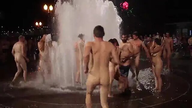 Public nudity - a bare body in action