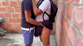 Big Ass Latina Leaves School to Enjoy a Hard Cock Outdoors - Amateur Creampie