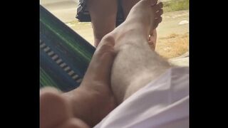Hot wife masturbates her boyfriend in public risky
