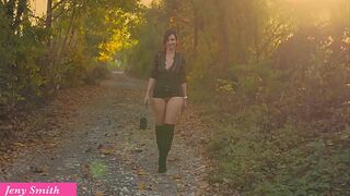 Jeny Smith teasing her butt and pussy outdoor and masturbating