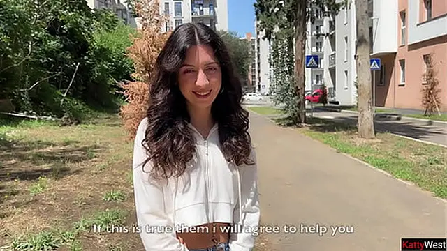 Hottie Katty West invites stranger to creampie her face during impromptu public cumshot