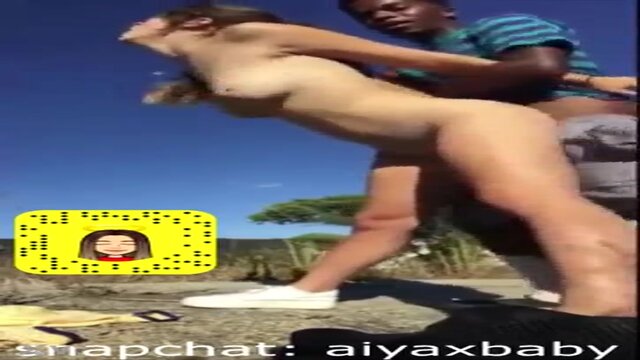 Public park BBC action with a pretty white teen