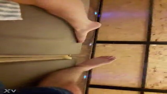 Nude chick takes a soak in the public bath