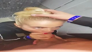 Public Toilet Sex with Voluptuous Blonde Couple