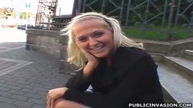 Czech blonde sucks and pounds in public
