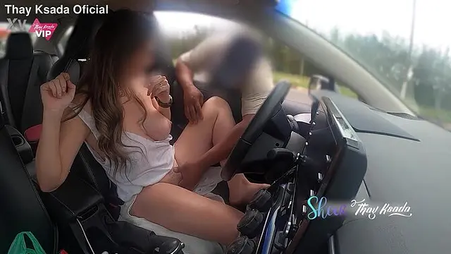 Hot Latina wife shows off big tits and lets the vendor touch her wet pussy