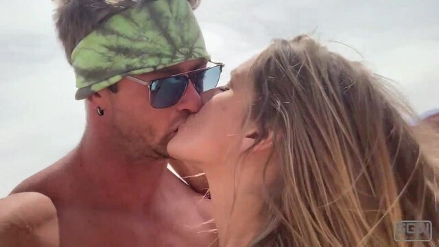 Amateur blonde gives a wild BJ outside in a public park, showing off