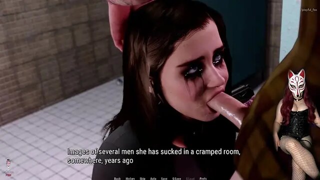 Eve takes a rough blowjob in the public toilet