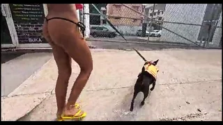 Tiny-titted Latina goes wild in public